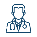 Fachärztliche Expertise Symbolgrafik eines Arztes mit Stethoskop – steht für medizinische Betreuung durch eine Fachkraft.