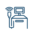 Moderne Diagnostik Symbolgrafik eines Ultraschallgeräts – steht für bildgebende Diagnostik in der Praxis.